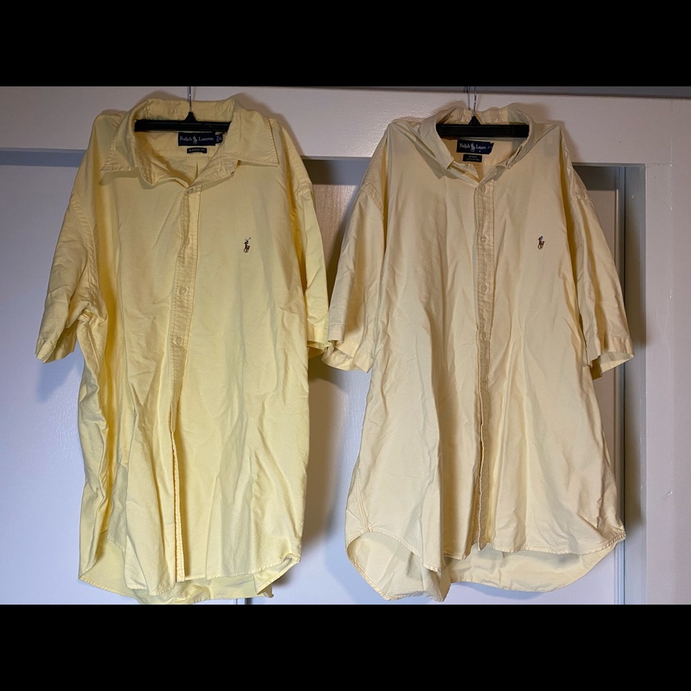 Lot of 2 Ralph Lauren Polos Size XL Yellow Vintage